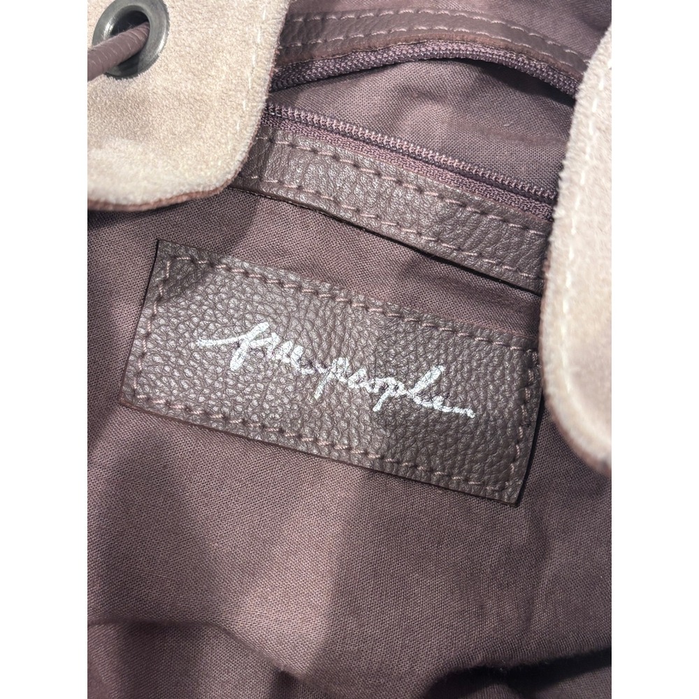Free People New Tovey Suede Bucket Bag Light Dark Chocolate Brown Purse - Picture 2 of 7